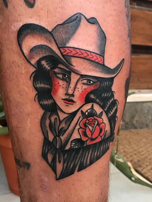color neo traditional Tatuaggio su calf #56179 | Tatuatore Kirsten Grzeskowiak