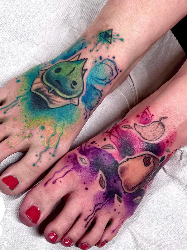 color watercolor Tatuaggio su foot #56201 | Tatuatore Сolada ink