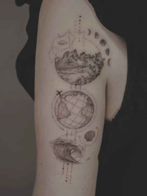 black and grey fineline Tatuagem em shoulder #56216 | Tatuador WING YIN