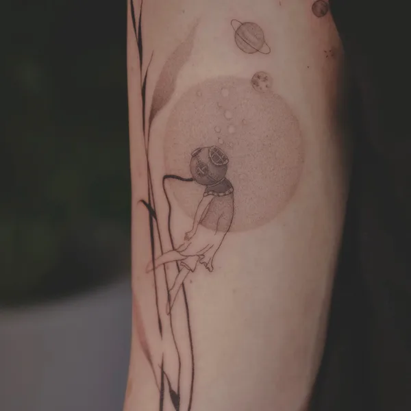 Fine Line tattoo by WING YIN in Düsseldorf