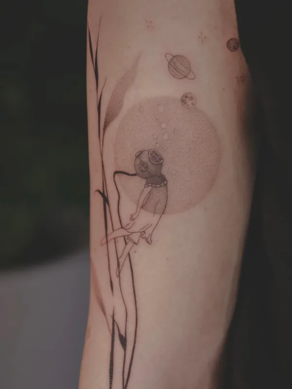 black and grey fineline Tatuagem em forearm #56218 | Tatuador WING YIN
