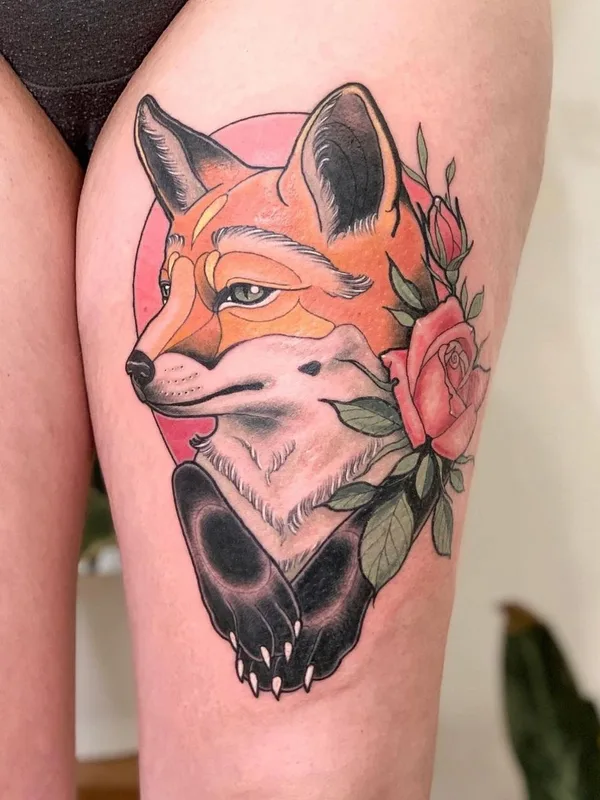 female color illustrative Tatuagem em thigh #56220 | Tatuador Juliane von Rabenweiss