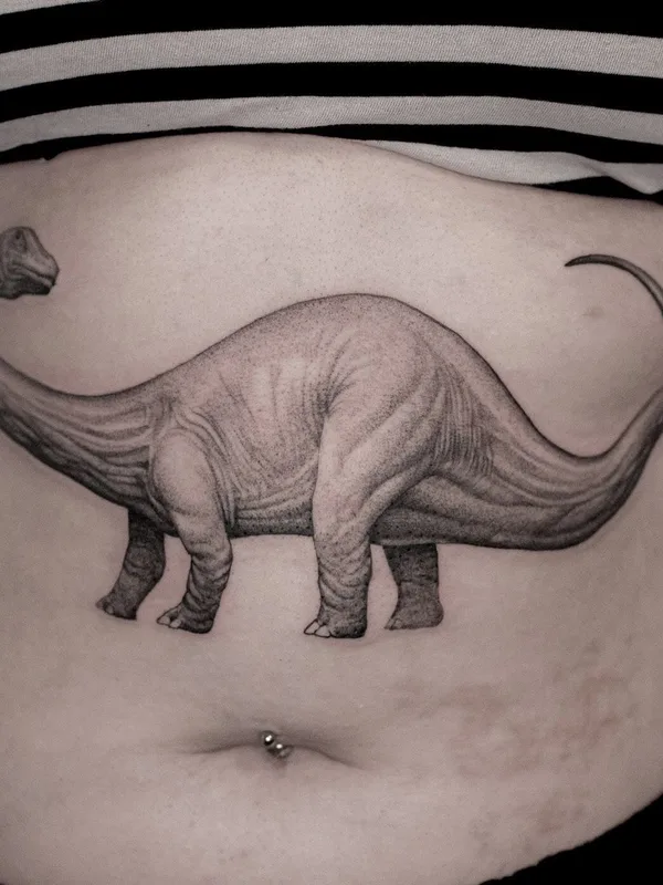 female black and grey realism Tatuagem em stomach #56260 | Tatuador Felix Graph Tattoo
