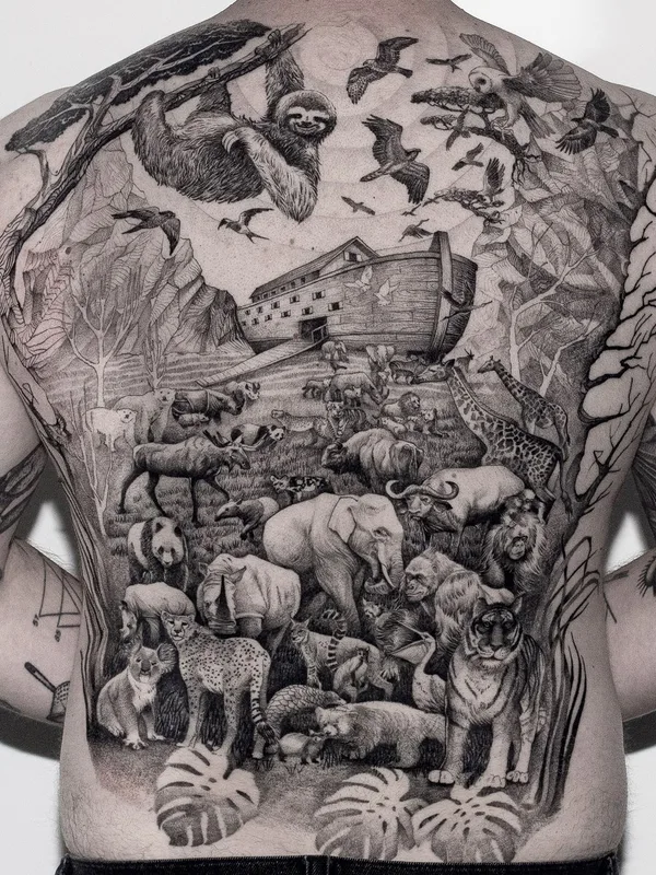 male black and grey sketch Tatuagem em full back #56268 | Tatuador Felix Graph Tattoo