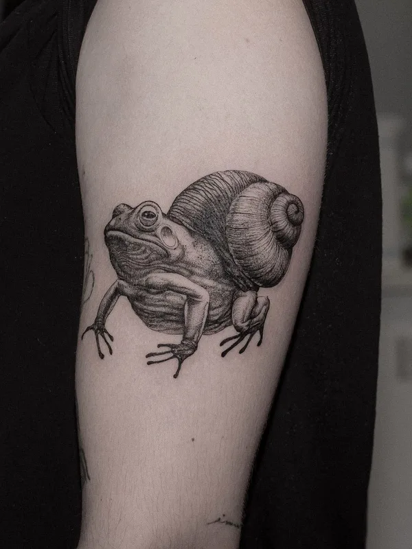 black and grey blackwork Tatuagem em bicep #56259 | Tatuador Felix Graph Tattoo