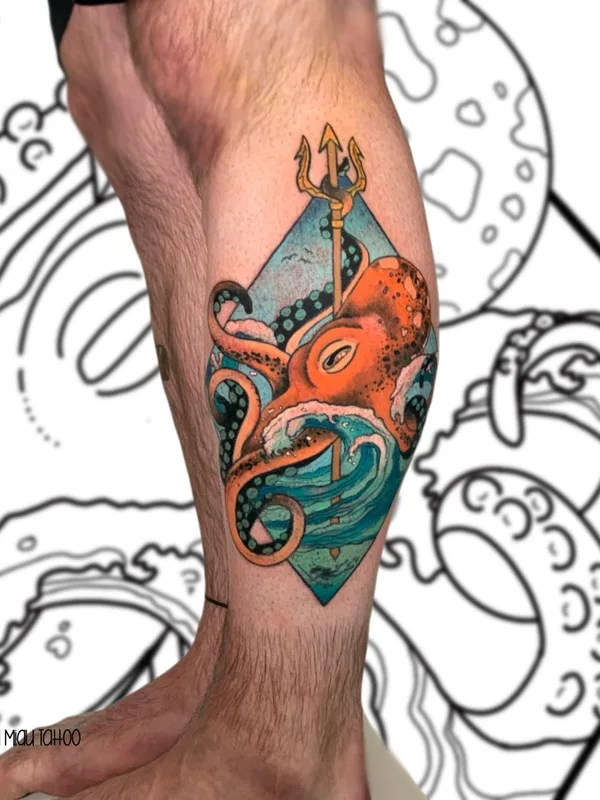 color illustrative Tatuagem em calf #56290 | Tatuador Frau Miau Tattoo
