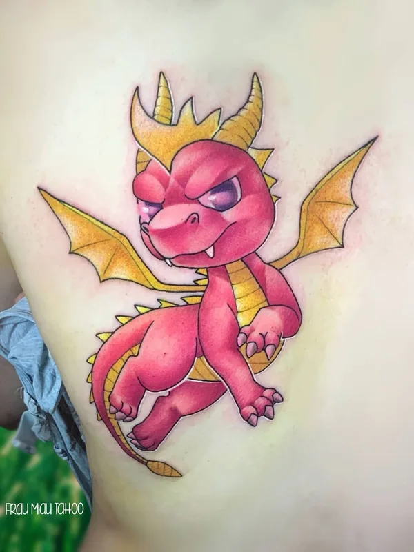 color cartoon Tatuagem em upper back #56285 | Tatuador Frau Miau Tattoo