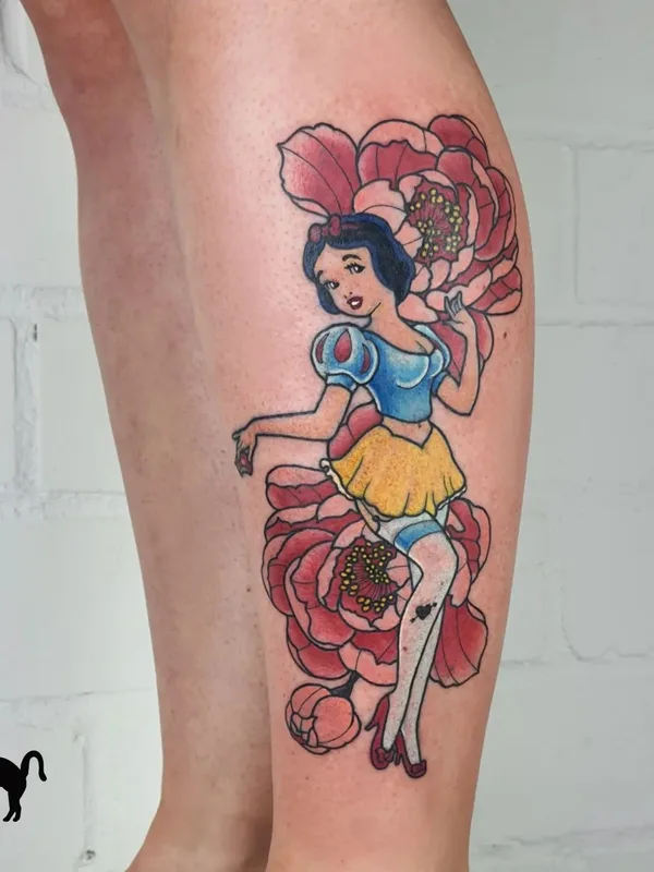 female color new school Tatuagem em calf #56293 | Tatuador Frau Miau Tattoo