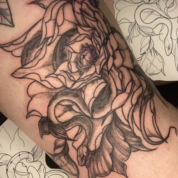 Botanical tattoo by Lisa Rosenfeld in Düsseldorf
