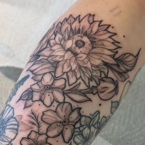 Botanical tattoo by Lisa Rosenfeld in Düsseldorf