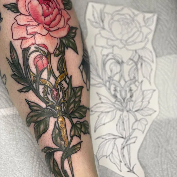 Botanical tattoo by Lisa Rosenfeld in Düsseldorf
