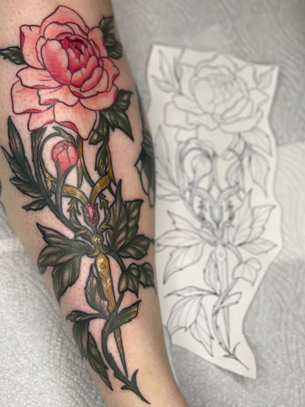 color illustrative Tatuagem em calf #56305 | Tatuador Lisa Rosenfeld