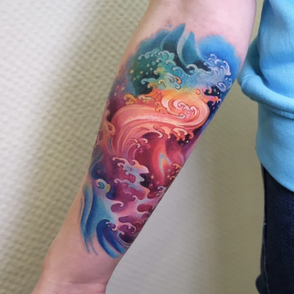 Illustrative tattoo by Kirill Putiatin in Saint Petersburg
