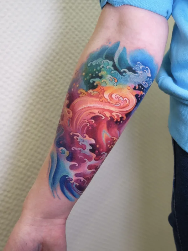 color watercolor tattoo on forearm #72094 | Tattoo Artist Kirill Putiatin 