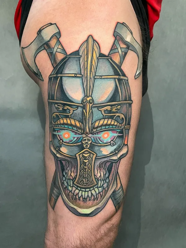 color neo traditional tattoo on thigh #72096 | Tattoo Artist Kirill Putiatin 