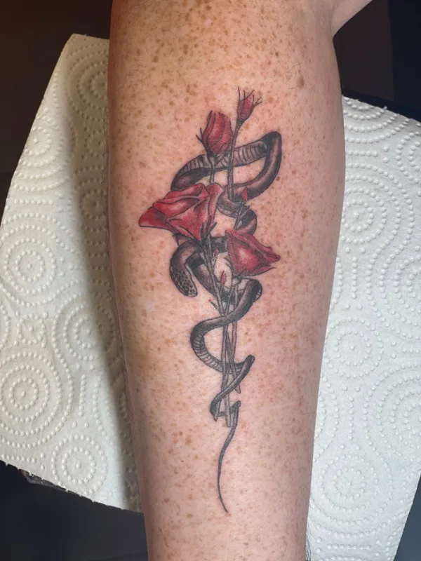 color illustrative tattoo auf calf #73373 | Tätowierer Alpha tattoos 
