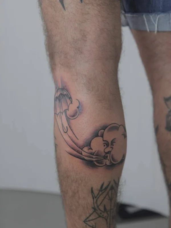 male black and grey cartoon татуировка на knee #32820 | Тату мастер The Monkid