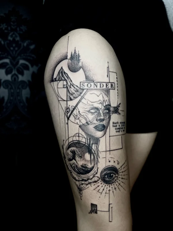 black and grey blackwork татуировка на thigh #74956 | Тату мастер Sigitas Kasperavicius