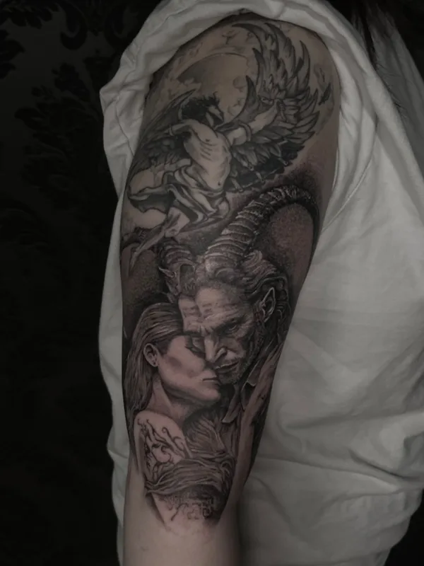 black and grey realism татуировка на full sleeve #74959 | Тату мастер Sigitas Kasperavicius