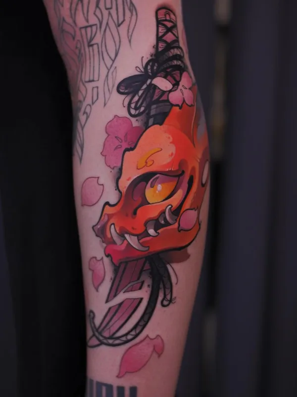 color japanese Tatuagem em calf #44568 | Tatuador Александр Черный