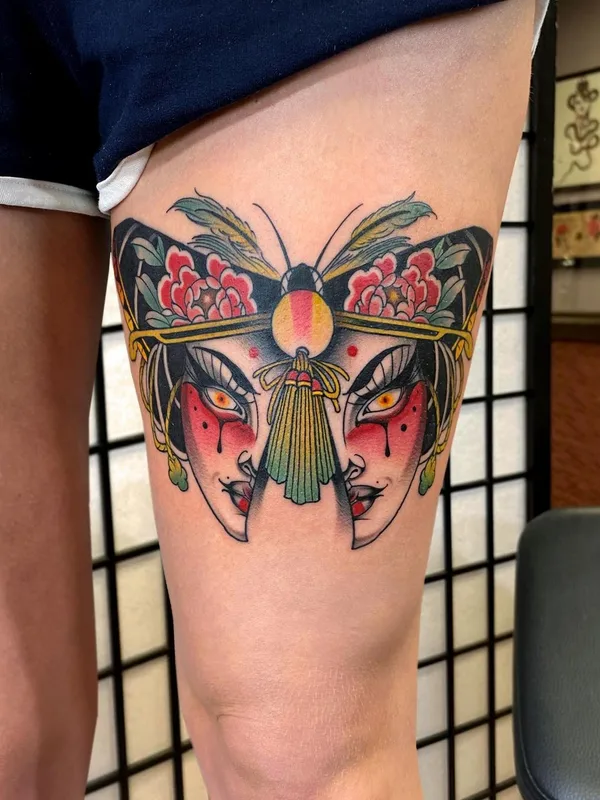 color neo traditional татуировка на thigh #44638 | Тату мастер Andrew Davidov