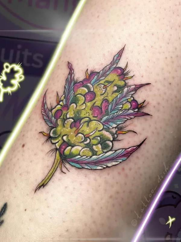 color illustrative татуировка на thigh #44676 | Тату мастер Юна Авдеева
