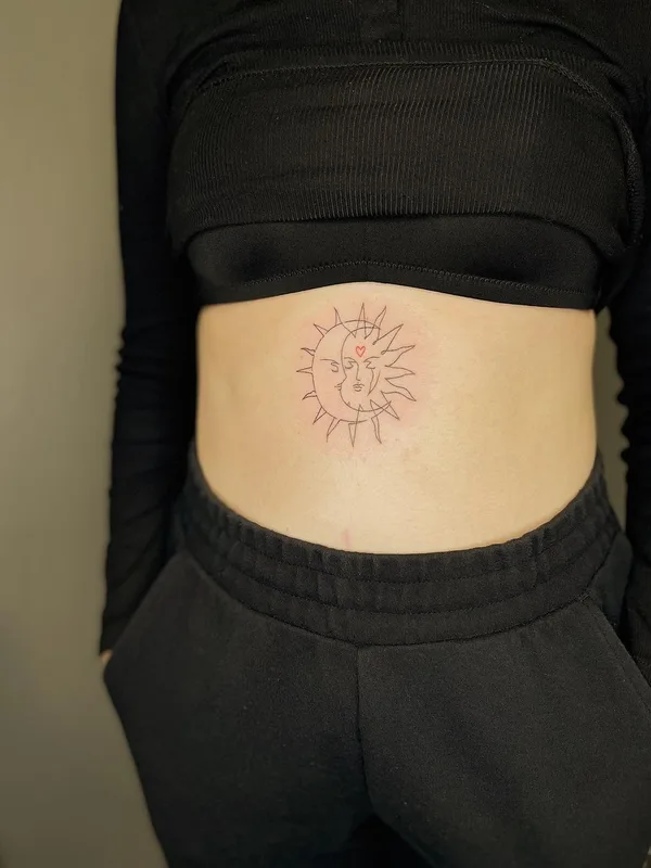 female black linework татуировка на stomach #60207 | Тату мастер Катя Нестерова