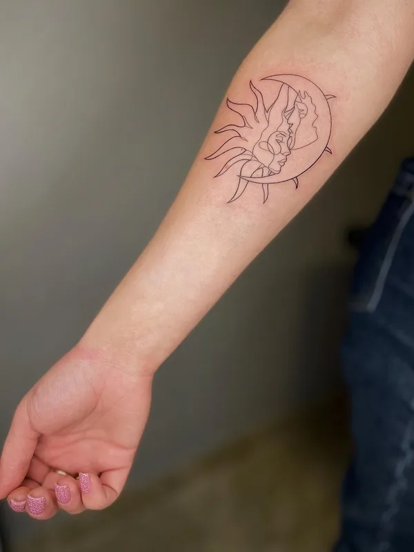 female black linework татуировка на forearm #60204 | Тату мастер Катя Нестерова