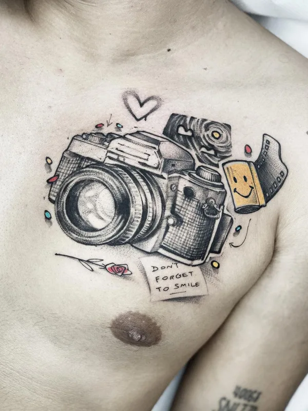male color black and grey tattoo auf chest #46605 | Tätowierer Conio