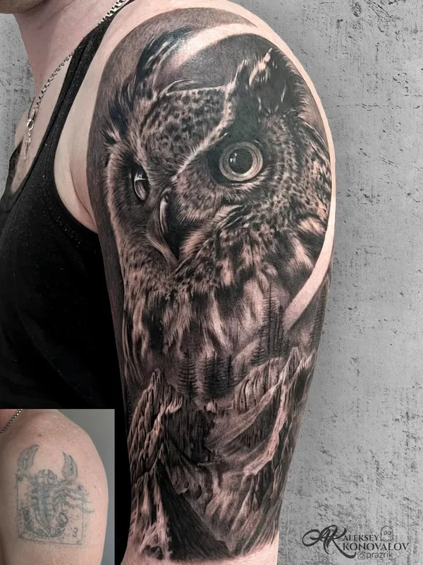 black and grey realism 纹身 在 full sleeve #50485 | 纹身师 Алексей Коновалов
