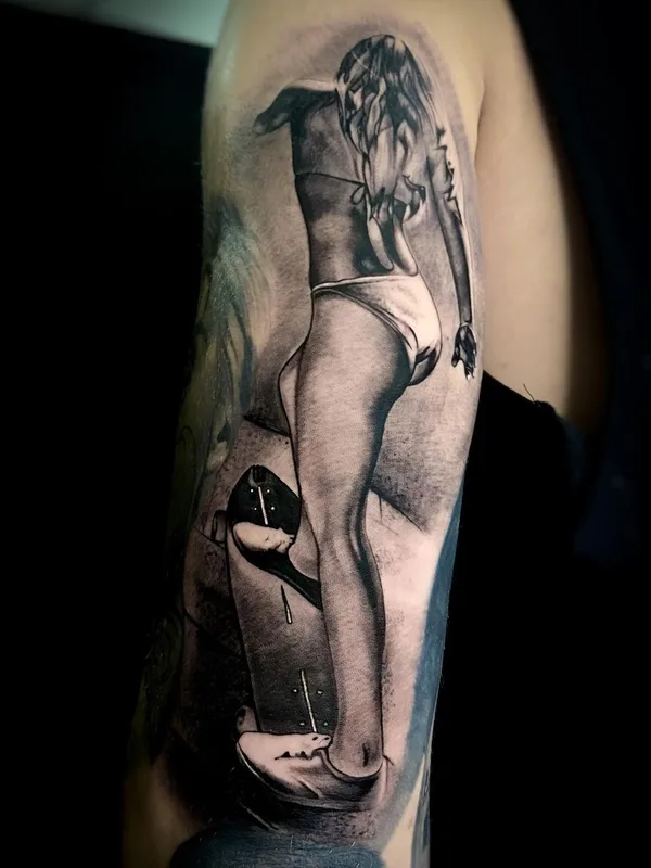 female black and grey realism 타투 부위 full sleeve #50559 | 타투이스트 Артем Есипов