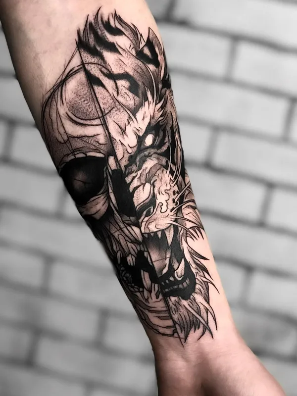 black and grey blackwork 타투 부위 forearm #50621 | 타투이스트 Костя Камбуров