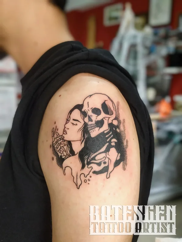 black blackwork татуировка на shoulder #65016 | Тату мастер João 'BatesGen' Santos