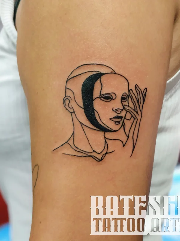 black linework татуировка на upper arm #65015 | Тату мастер João 'BatesGen' Santos