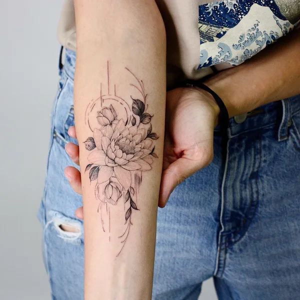 Graphic tattoo by Valera Kot in Moscow