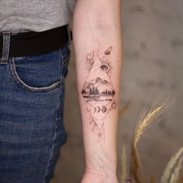 Graphic tattoo by Valera Kot in Moscow