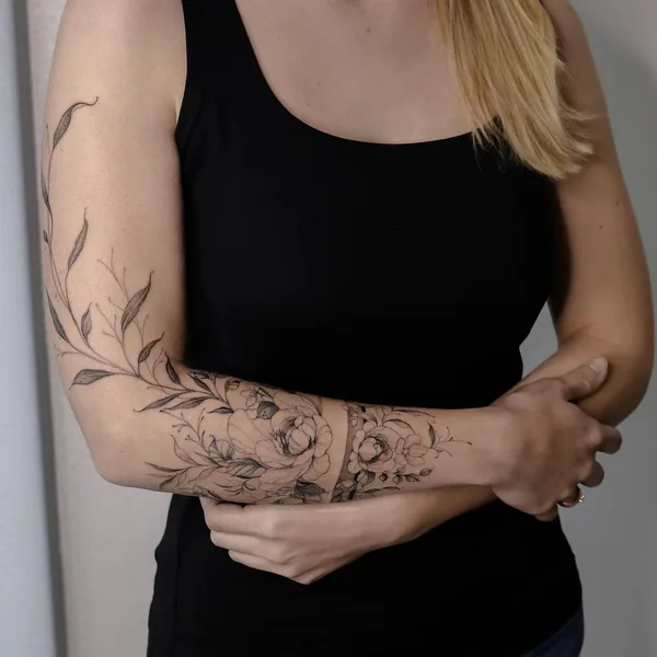Graphic tattoo by Valera Kot in Moscow