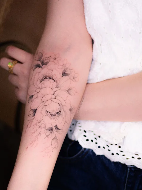 Graphic tattoo by Valera Kot in Moscow