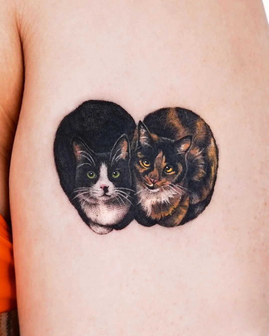 Tatuaggio di coppia di gatti