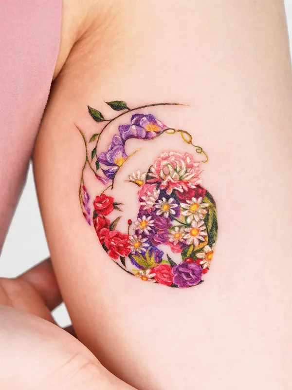 female color botanic 타투 부위 upper arm #53585 | 타투이스트 Fluffyattoo