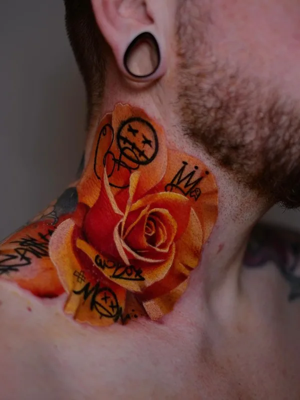 male color realism татуировка на neck #66199 | Тату мастер PONY WAVE