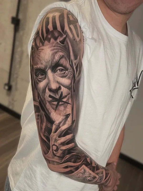 black and grey realism tatuaje en full sleeve #66207 | Tatuador Franky Lozano