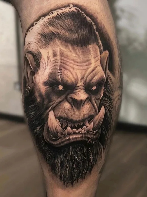 black and grey realism tatuaje en calf #66206 | Tatuador Franky Lozano