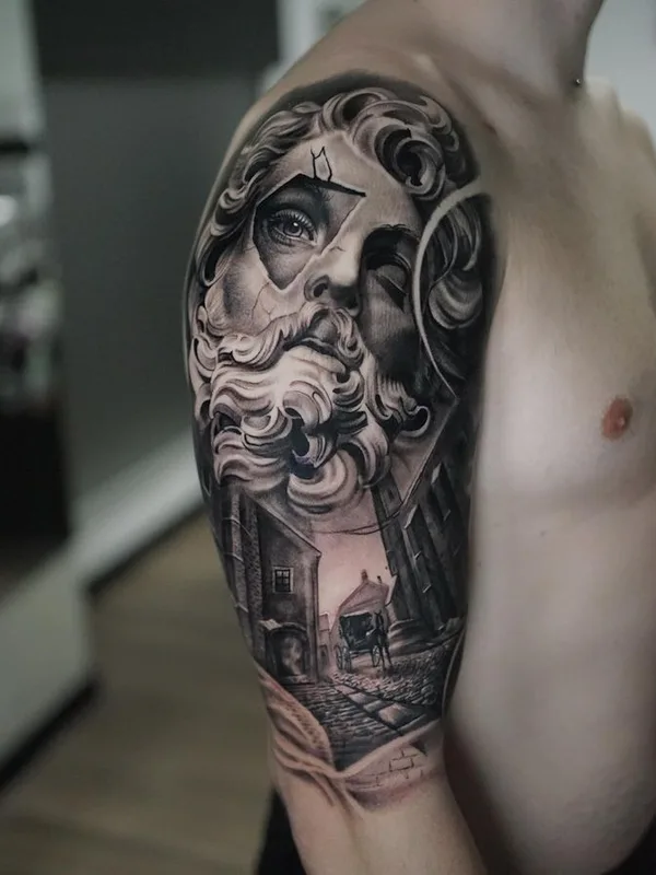 male black and grey realism tatuaje en full sleeve #66204 | Tatuador Franky Lozano