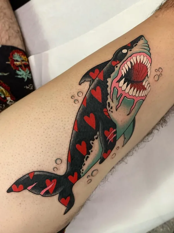 color neo traditional tatouage sur calf #40050 | Artiste tatoueur Julian