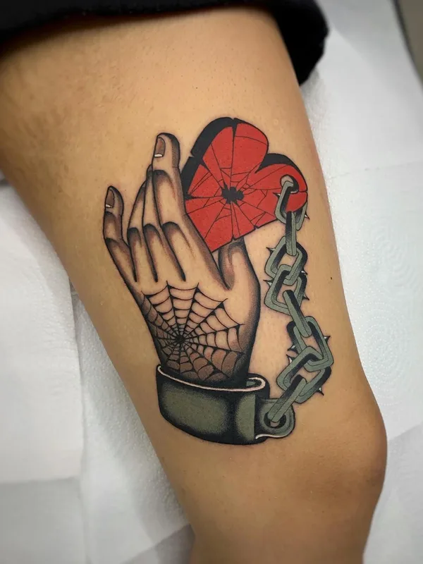 color neo traditional tatouage sur thigh #40055 | Artiste tatoueur Julian