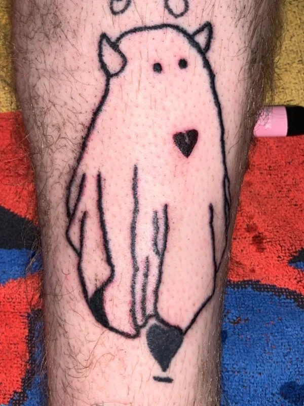 black cartoon tattoo on calf #40564 | Tattoo Artist Salem Schaar
