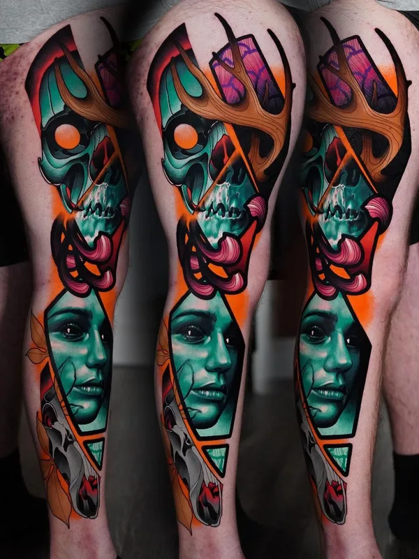 color illustrative tatuaje en calf #55393 | Tatuador Colin Whitfield
