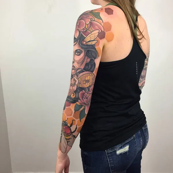 Neo Traditional tattoo by Dan Pemble in Marquette