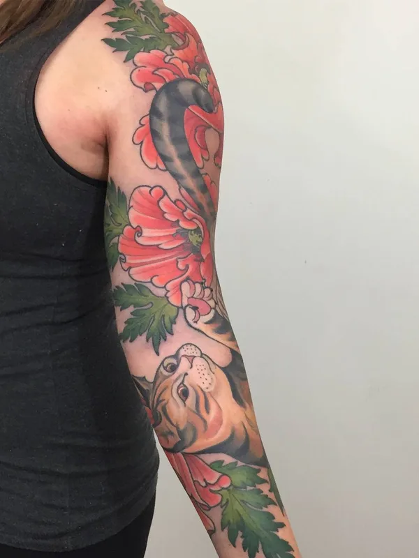 female color japanese tattoo on full sleeve #31662 | Tattoo Artist Dan Pemble